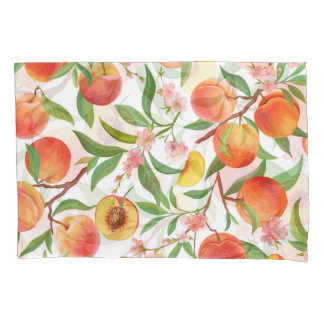 Funda De Cojín Peach Tropical Fruit Vintage Pattern.