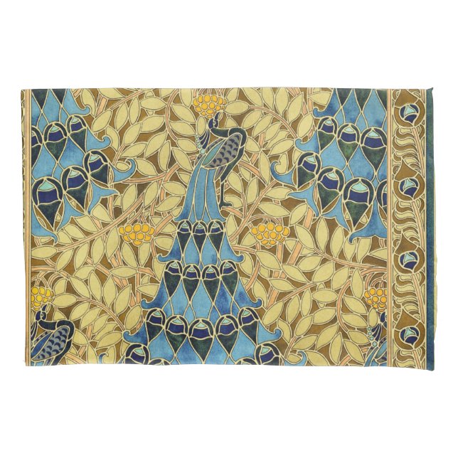 Funda De Cojín Peacocks Birds Rowan Trees Art Nouveau (Anverso)