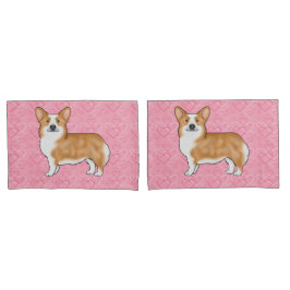 Funda De Cojín Pembroke galés rojo Corgi Patrón de Corazón Rosa