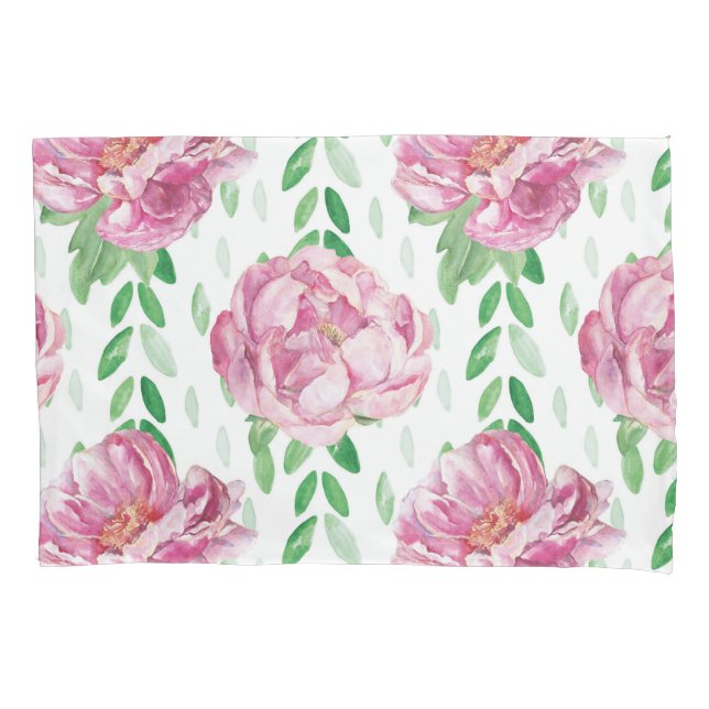 Funda De Cojín Peonies de color de agua rosa (Anverso)