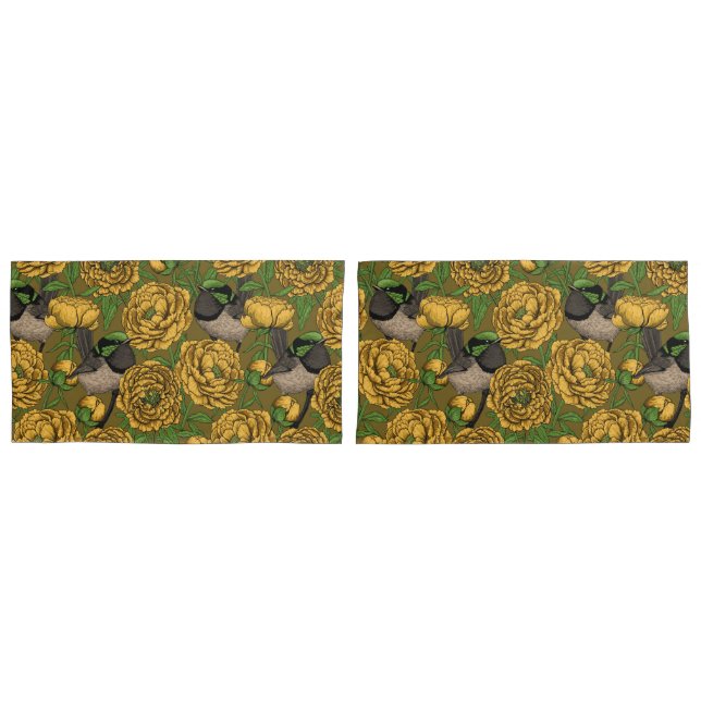 Funda De Cojín Peonies y wrens (Anverso - Set)