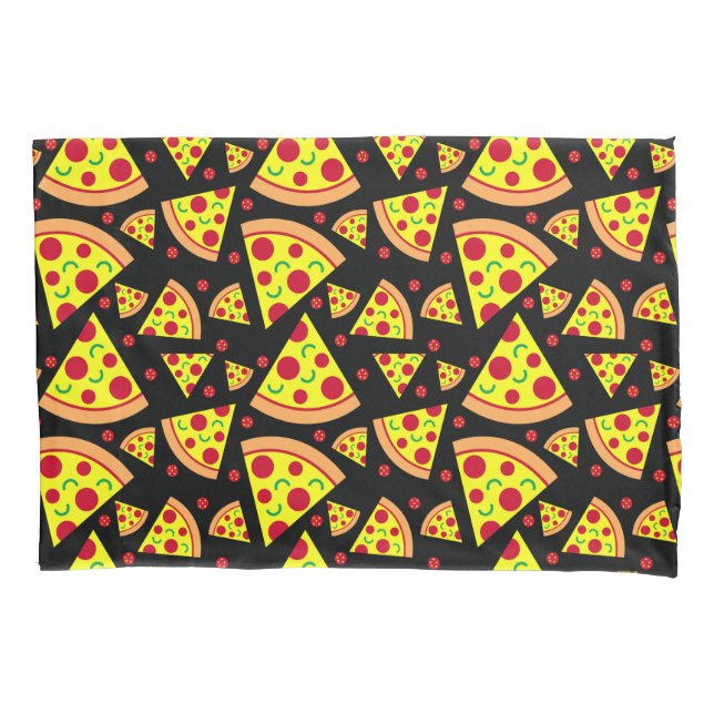 Funda De Cojín Pepperoni Pizza Slices Niños Negro y Amarillo (Anverso)