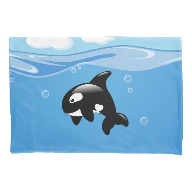 Funda De Cojín Pequeña ballena orca en el océano (Anverso)