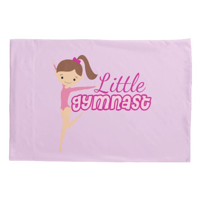Funda De Cojín Pequeña gimnasta Chica de gimnasia rosa aguda (Reverso)
