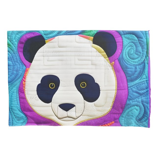 Funda De Cojín Pequeña Panda Adorable - Diseño Cuiltado (Anverso)