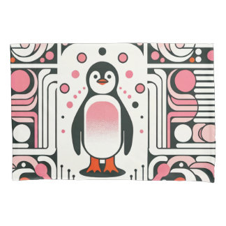 Funda De Cojín Pequeño pingüino rosado de salmón en los años 60 r