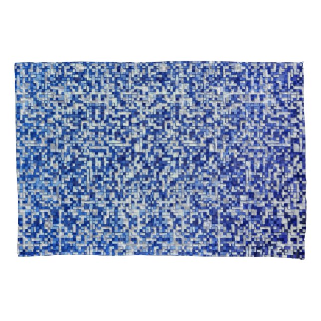 Funda De Cojín Pequeños cuadrados superpuestos, tonos azules con  (Anverso-izquierdo)