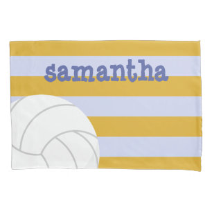 Funda De Cojín Periwinkle y Yellow Gigante Volleyball Strike
