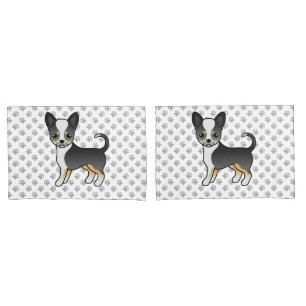 Funda De Cojín Perro Chihuahua de Tricolor Negro y Patas con Pelo