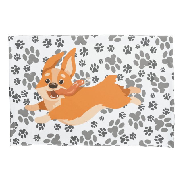 Funda De Cojín Perro cómico Corgi Puppy (Anverso)