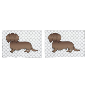 Funda De Cojín Perro de dibujos animados Dachshund de pelo largo 