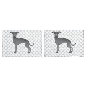 Funda De Cojín Perro de dibujos animados galgo italiano azul con