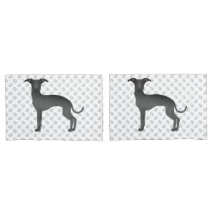 Funda De Cojín Perro de dibujos animados galgo italiano negro con