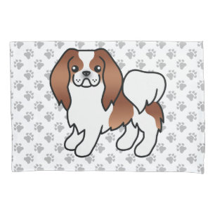 Funda De Cojín Perro de Dibujos Animados Japonés Chin Rojo y Blan