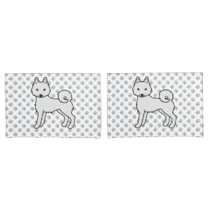 Funda De Cojín Perro de dibujos animados Klee Kai de Alaska blanc