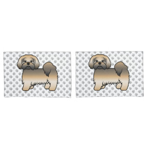 Funda De Cojín Perro de dibujos animados Lhasa Apso Sable Dorado 