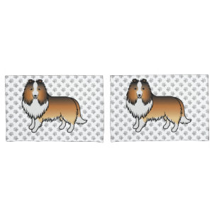 Funda De Cojín Perro de dibujos animados Sable Shetland Sheepdog