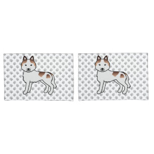 Funda De Cojín Perro De Dibujos Animados Siberiano Husky Piebald