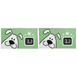 Funda De Cojín Perro de perro dulce monograma con estrellas