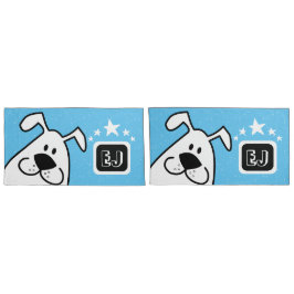 Funda De Cojín Perro de perro dulce monograma con estrellas