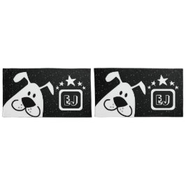 Funda De Cojín Perro de perro dulce monograma con estrellas