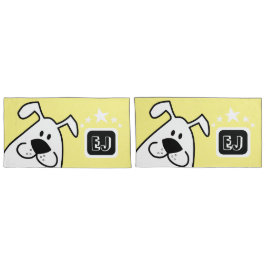 Funda De Cojín Perro de perro dulce monograma con estrellas