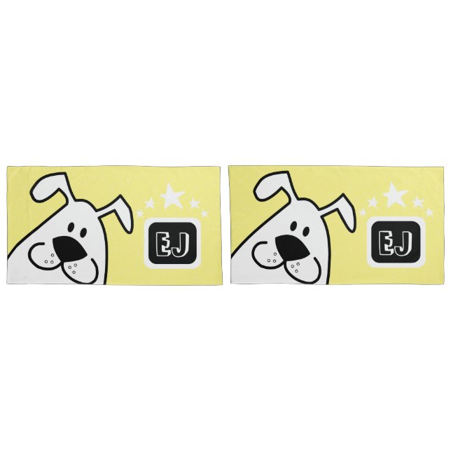 Funda De Cojín Perro de perro dulce monograma con estrellas (Reverso-Set)