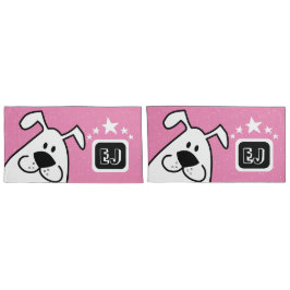 Funda De Cojín Perro de perro dulce monograma con estrellas