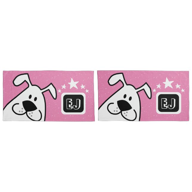 Funda De Cojín Perro de perro dulce monograma con estrellas (Reverso-Set)