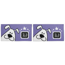Funda De Cojín Perro de perro dulce monograma con estrellas