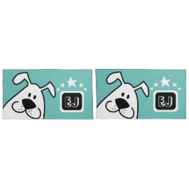 Funda De Cojín Perro de perro dulce monograma con estrellas