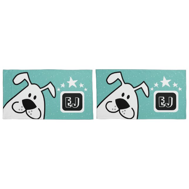 Funda De Cojín Perro de perro dulce monograma con estrellas (Reverso-Set)