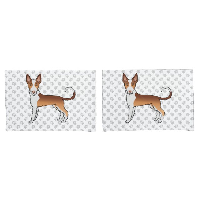 Funda De Cojín Perro De Raza Ibizan Hound De Pelo Rizado Rojo Y B (Anverso - Set)