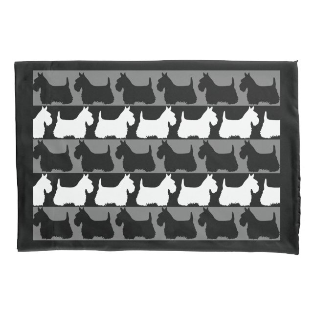 Funda De Cojín Perro del Territorio de Escocia negro/gris/blanco, (Anverso)