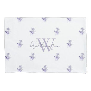 Funda De Cojín Perro Elegante Monograma Azul Antiguo