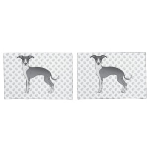 Funda De Cojín Perro Galgo Italiano Azul Y Blanco Con Patas