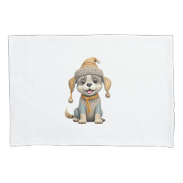 Funda De Cojín Perro lindo con ropa de invierno