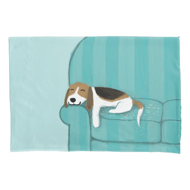 Funda De Cojín Perro lindo feliz del beagle el | del sofá (Anverso)