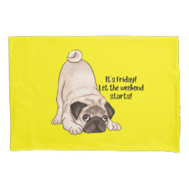 Funda De Cojín Perro Pug - niños amarillos
