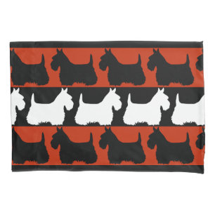Funda De Cojín Perro Terrier escocés negro/rojo/blanco, rayas Thr