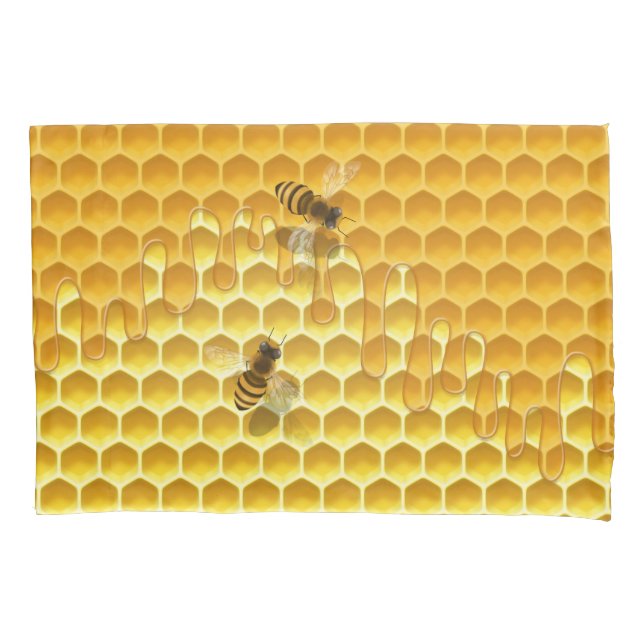 Funda De Cojín Personalizable Golden Honeycomb con abejas (Anverso-izquierdo)