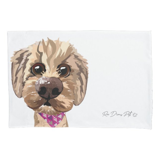 Funda De Cojín Personalizable "Juno" Goldendoodle Pillowcase (Anverso)