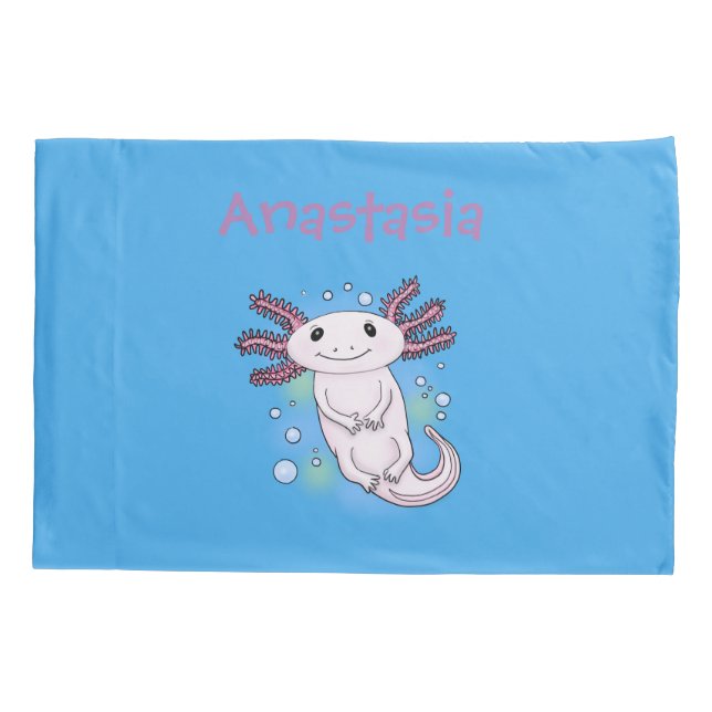 Funda De Cojín Personalizado axolotópico rosa adorable (Reverso)