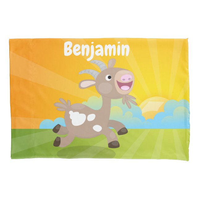 Funda De Cojín Personalizado de cabra alegre (Anverso)