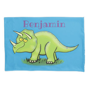 Funda De Cojín Personalizado de dinosaurios de triceratops verde