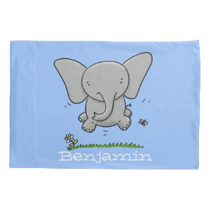 Funda De Cojín Personalizado de elefante bebé feliz, ilustracion