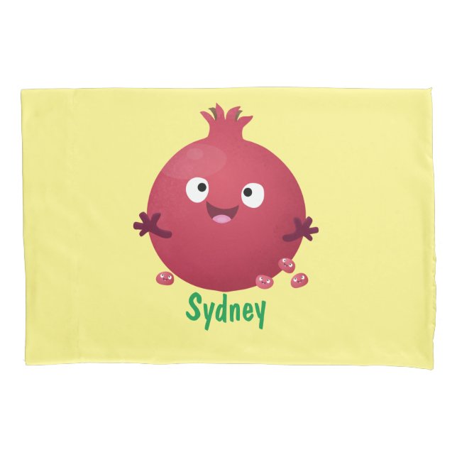 Funda De Cojín Personalizado de frutas pomegranadas alegres (Anverso)