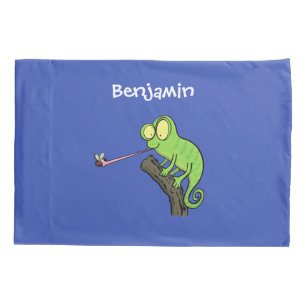 Funda De Cojín Personalizado de lagarto de camaleón verde lindo