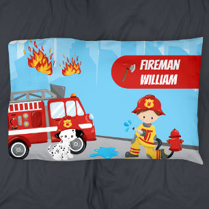 Funda De Cojín Personalizado de niño pequeño bombero con nombre