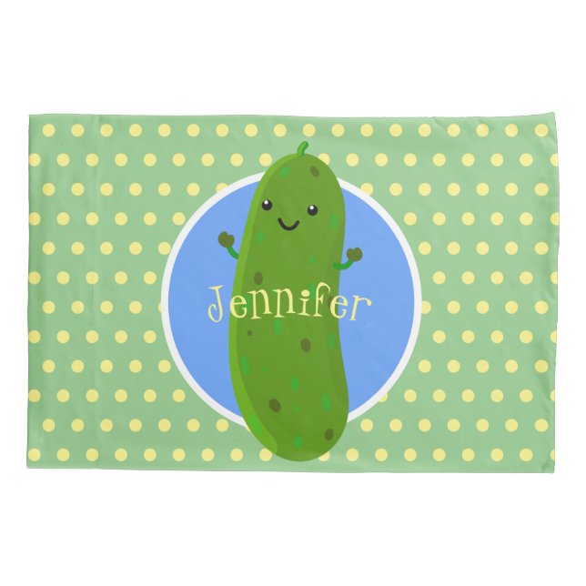 Funda De Cojín Personalizado de pepino verde suave ilustracion (Reverso)